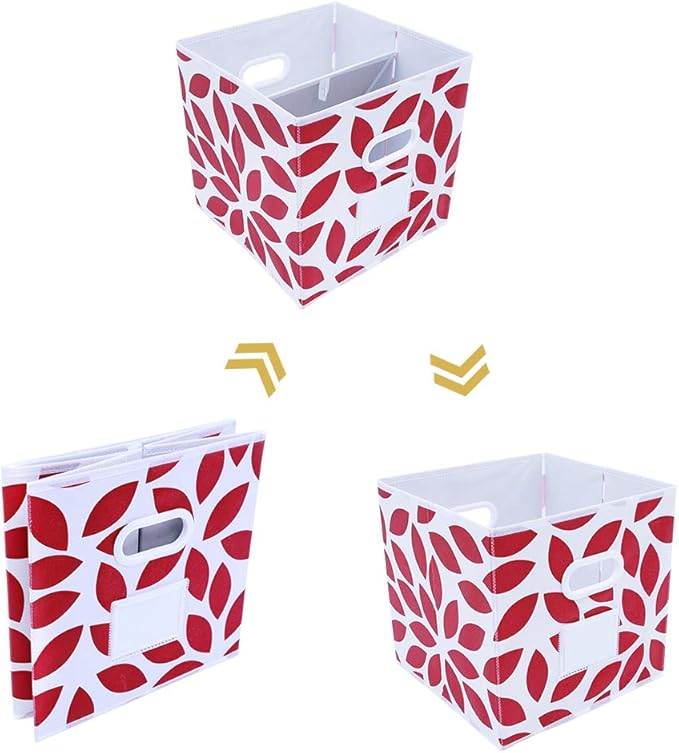MAX Houser Fabric Storage Bins Cubes Baskets Containers with Dual Plastic Handles for Home Closet Bedroom Drawers Organizers,