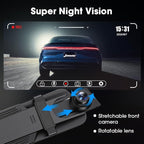 Upgraded 10'' Rear View Mirror Camera Mirror Dash Cam Front and Rear 1080P Backup Camera Full Touch Screen w Loop Recording, 