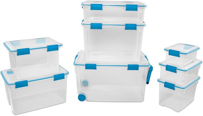 Sterilite 24-Pack Gasket Box, Weather-Resistant Storage Bins with Latching Lids, 12 Quart - Heavy-Duty Organizing Containers 