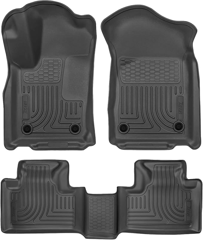 Husky Liners Weatherbeater Floor Mats | Fits 2016 - 2025 Dodge Durango; 2016 - 2021 Jeep Grand Cherokee; 2022 Jeep Grand Cherokee WK | Front & 2nd Row, 3-pc Black - 99151