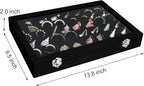 Siveit Velvet Jewelry Tray 48 Grid Jewelry Display Tray Organizer Box with Transparent Lid Rings Earrings Necklaces Pendants 