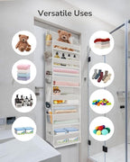 XATUS Over The Door Organizer, 6-Shelf Closet Hanging Storage with 13 Mesh Pockets, 55lbs Capacity Behind The Door Storage fo