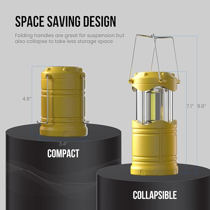 Lichamp LED Camping Lantern, 4 Pack Battery Powered Flashlight for Power Outages, Portable Collapsible Hanging Light Essentia
