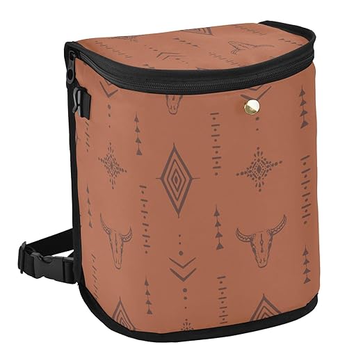 Western Bull Boho Car Trash Can with Lid Leak Proof Car Trash Bag Waterproof Trash Bin Hanging for Minivan SUV Truck