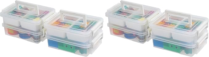 IRIS USA 1 Qt. Plastic Storage Bins with Lids, 4 Pack, Craft Storage Container, Sensory Bin, Organizing Containers for Home, 