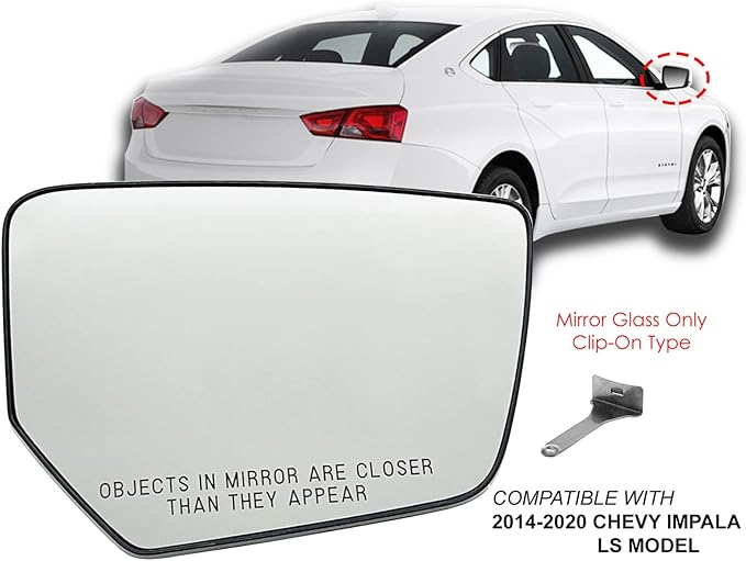 APA Replacement for Exterior Rear View Mirror Glass 2014-2020 Impala Power Non-Heated Passenger Right Side 84269177 GM1325188
