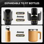 DYLEN Car Cup Holder Expander, Cup Holder Expander Adapter for Car with Adjustable Arms and Base, Fits Yeti, HydroFlask, Stan