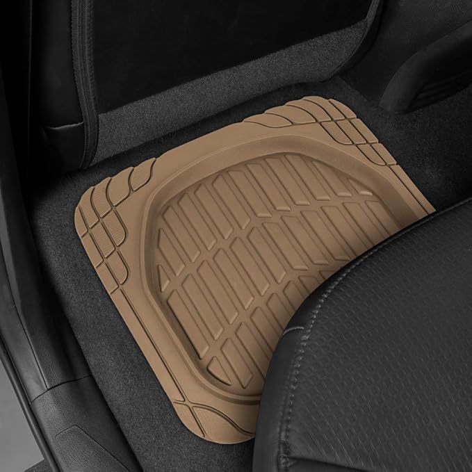 Cat® ToughRide™ Heavy-Duty 3 Piece Rubber All Season Floor Mats for Car Truck Van SUV, Black - Premium Trim to Fit Cars Floor Mat, All Weather Deep Dish Automotive Floor Mats, Total Dirt Protection