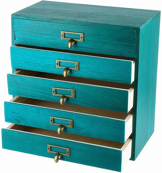 Small Wooden Drawers Rustic Desk Organizers and Accessories Wooden Storage Box with Drawers Desktop Storage Library Card Cata