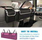 Car Trunk Organizer with Lid, Large Waterproof Vehicle Backseat Hanging Storage Bag with 4 Pockets & Adjustable Straps, Colla