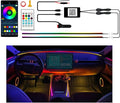 Ambient Lighting Car Led Lights Interior Kit,2PCS 43.3 inches Dream Color Acrylic Led Strips Lights for Car Interior Dashboard,DC 12V Fiber Optic Music Sync Neon Ambiance Lighting with Wireless APP