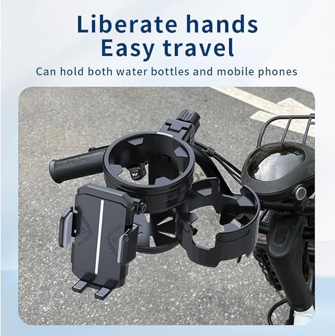3-in-1 Stroller Cup Phone Holder Attachment, Universal Cup Holder with Adjustable Phone Mount, Double Cup Holder for Walker, 