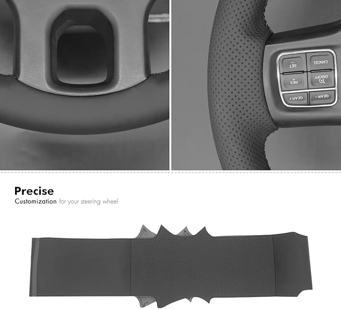 MEWANT Steering Wheel Covers for Dodge RAM 1500/1500 Classic / 2500/3500 / 5500 Hand-Stitched Genuine Leather ram Steering Wheel Wrap
