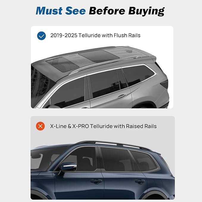 JOYTUTUS 220lbs Lockable Roof Rack Cross Bars Compatible with Kia Telluride EX S SX SX-Prestige 2019-2025 (NOT FIT X-PRO X-LINE), Aluminum Crossbar Luggage Rack for Kayak Roof Basket Bag Box