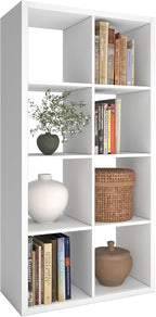 CTESNE【2026 Wooden Thick Frame 8 Cube Storage Organizer Shelf with Anti-Tipping Kits + Reversible Open Back Bookcase, Horizon