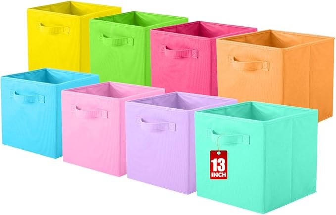ShellKingdom Storage Bins, Foldable Fabric Storage Cubes And Cloth Organizer Drawer For Closet And Toys, 13 X 13 X 13 INCH, 8