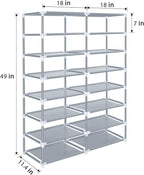 ERONE Shoe Rack Storage Organize, 28 Pairs Portable Double Row with Nonwoven Fabric Cover Shoe Shelf Cabinet for Closet