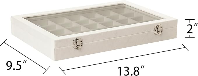 Frebeauty Velvet Jewelry Tray,35 Grid Jewelry Organizer with Clear Lid,Earring Holder Organizer Case with Clasp,Drawer Insert