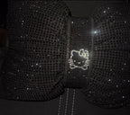 Fashion Car Ultra Bling Steering Wheel Cover with Sparkly Diamond Rhinestones, Gorgeous Accessory with Anti Slip Lining Extra Bling Especially Shiny Cat Exotic Universal (Headrest Black Cat Silver)