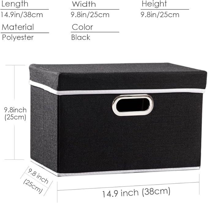 PRANDOM Foldable Storage Box with Lid [1-Pack] Fabric Collapsible Storage Bin Organizer Container Basket Cube with Cover for 