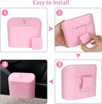 Accmor Car Trash Can with Lid, 2 Pack Pink Mini Vehicle Trash Bin Dustbin Garbage Organizer Holder with Trash Bag, Small Hanging Leakproof Auto Storage Bag Container for Car SUV Home Office