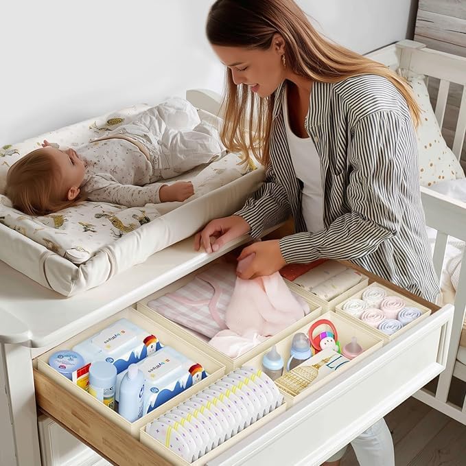 DIMJ Drawer Organizer Clothes 10 Pack - Foldable Baby Organizers and Storage & Dresser Organizer for Bedroom, Closet - Nurser