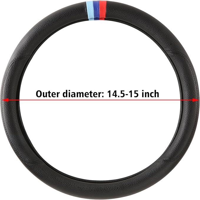 Cxtiy Steering Wheel Cover for BMW X1 X2 X3 X4 X5 X6 330i 530i 740i iX1 iX3 i4 i5 M3 M5 (Full Black, Standardized(14.5'-15'))