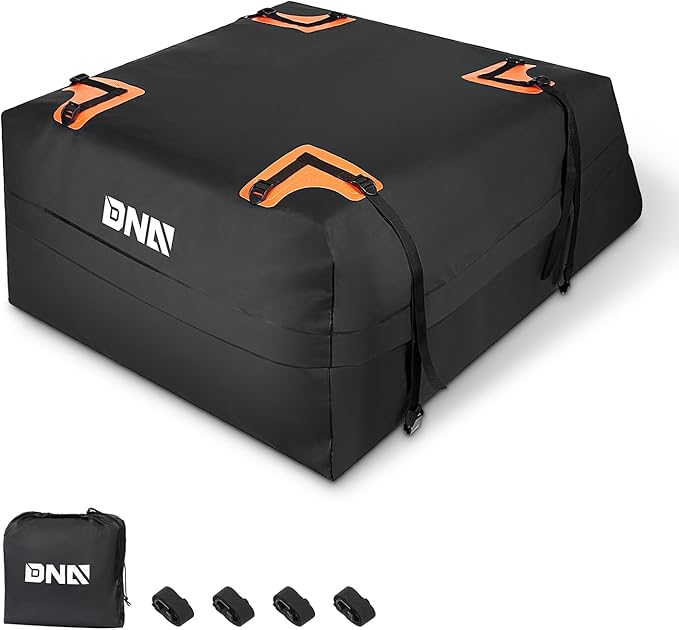 DNA Motoring Car Rooftop Waterproof Bag, 17 Cubic Feet Waterproof Car Roof Luggage Bag, Heavy Duty Car Roof Cargo Carrier Bag, Car Roof Bag, w/ 4 Reinforced Straps, TOOLS-00422