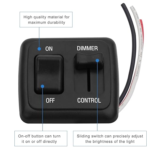 12V Rv Light Led Dimmer Switch, High Side Light Dimmer Switch for Dimmable LED Halogen- RV 12 Volt DC Toggle Switch Truck Marine and Strip Lighting (Large Slider, Black, 2 Pcs)