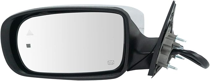 TRQ Driver & Passenger Side Power Heated Chrome Mirror Set w/Turn Signal, Blind Spot, Puddle Light Compatible with 2011-2018 