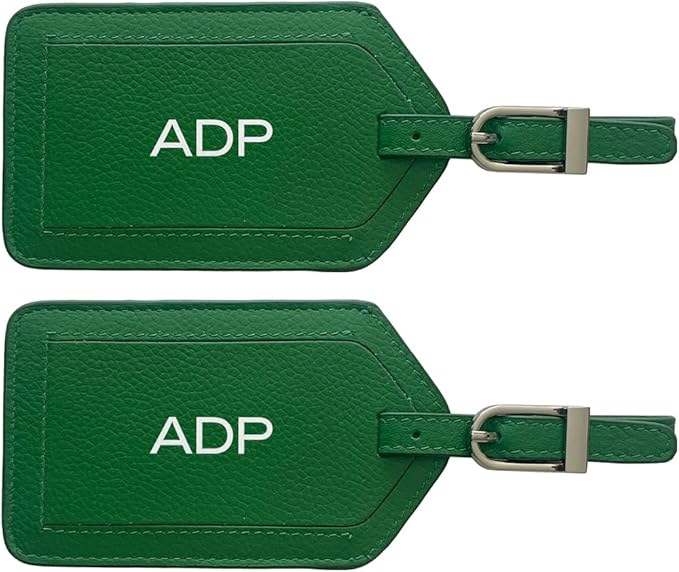 Personalized Monogrammed Leather Luggage Tags - 2 Pack