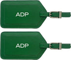 Personalized Monogrammed Leather Luggage Tags - 2 Pack