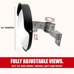 SecurityMan Large 24 Inch Convex Mirror for Blind Spots - Shatterproof Polycarbonate, 180° Wide View for Driveways, Intersections, Warehouses, Roads, and Large Areas - Indoor & Outdoor Security Mirror