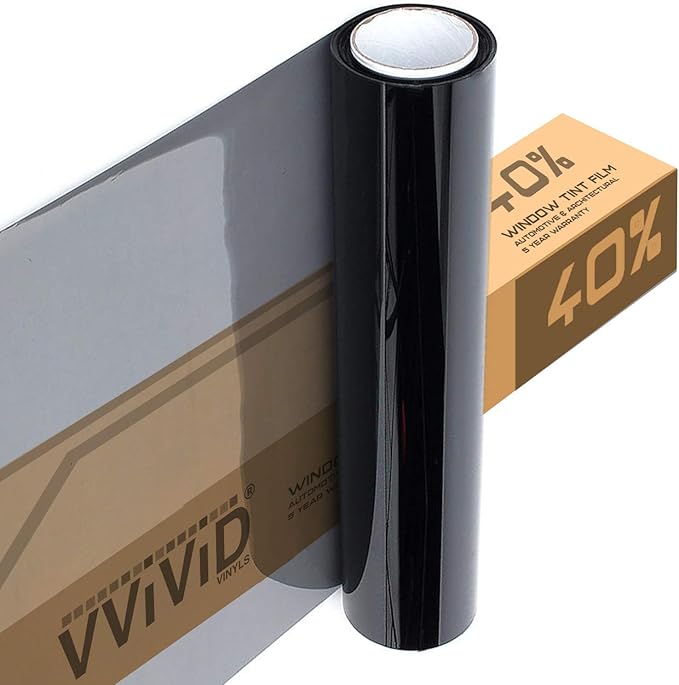 VViViD Complete Car Window Wrap 40% VLT Medium Dark Tint Glass Vinyl Film (30" x 5ft - 4 Roll Pack)
