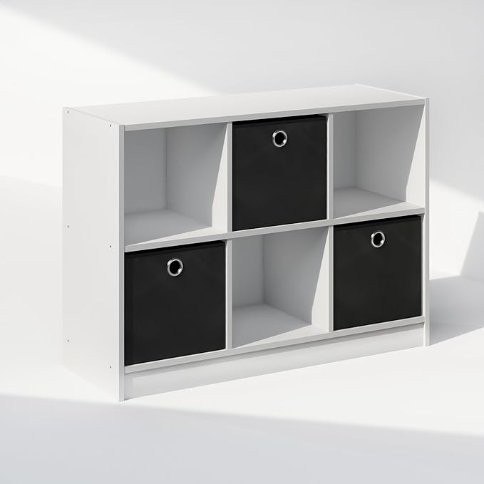 Furinno Cubic Closet Organizers and Storage, 6-Cube Closet Organizer with Bins, Open Shelf Storage, for Wardrobe, Bedroom, Li