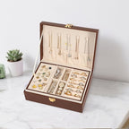 Voova Jewelry Box Organizer for Women Girls, 2 Layer Large Men Jewelry Storage Case, PU Leather Display Jewellery Holder with