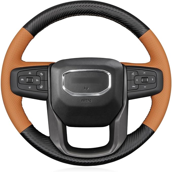 MEWANT Steering Wheel Cover for GMC Sierra Steering Wheel Cover for GMC Sierra 1500 / Sierra 1500 Limited/Sierra 2500 / Sierra 3500/ Yukon (XL) Hive Microfiber Leather