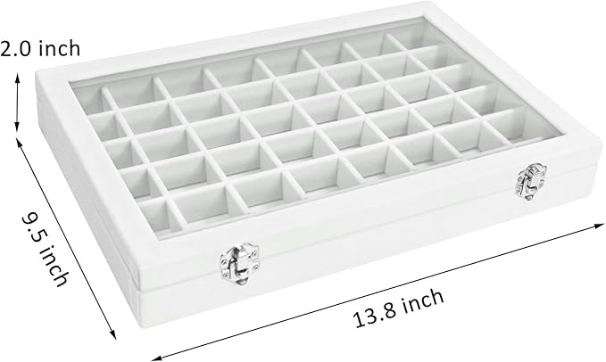Vicoter Velvet Jewelry Tray 48 Compartments Jewelry Display Organizer with Transparent Cover Rings, Earrings, Necklaces, Pend