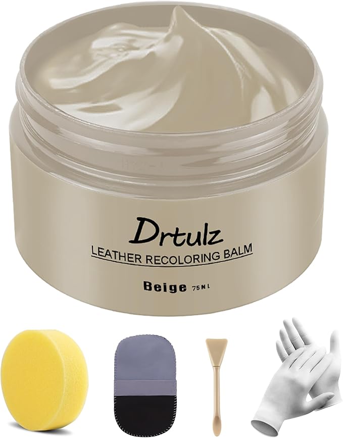 Beige Leather Recoloring Balm, Leather Color Restorer Conditioner, Leather Repair Kits for Vinyl Furniture, Sofa, Car Seats, 