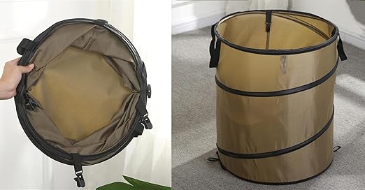 Collapsible Trash can/Folding Garbage Cans,Portable Trash can,Pop Up Trash Can,for Camping Garbage Can Collapsible,Clothes and Toys Recycle bin (BrownColor)