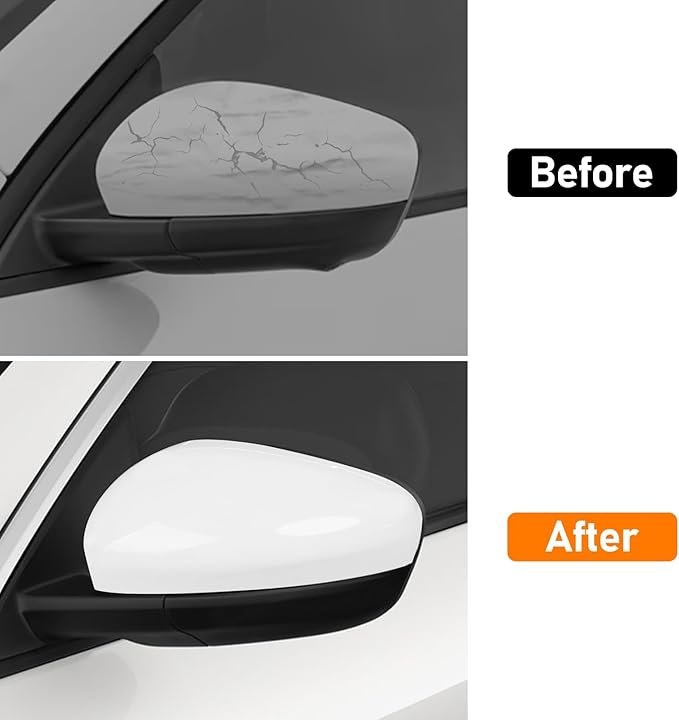 Compatible with Ford Escape SE/SEL Left Driver Side Mirror Cap Cover 2020 2021 2022 2023 2024, White Side Door Rearview Mirror Cover Replacement Without Turn Signal Light