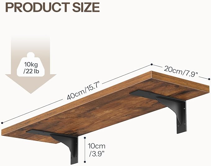 HOOBRO Floating Shelves and Console Table Bundle, 15.4" Wall Mounted Shelves Set of 2, 15.7" Narrow Entryway Table with Charg