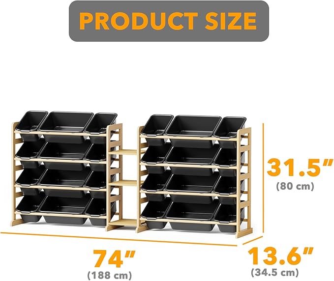 SpaceAid Large Toy Storage Organizer with 24 Bins and 3 Shelves, Toy Organizers Storage Bookshelf, Kids Bin Shelf Box Bookcas