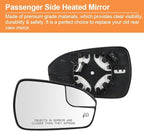 Senzeal Passenger Side Heated Mirror Glass Replacement Convex Mirror with Blind Spot mirror for Ford Fusion 2013 2014 2015 2016 2017 2018 2019 2020 DS7Z17K707B (Right Side)