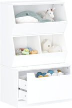 UTEX Kids Toy Storage Organizer, Bookshelf for Kids and Bookcase with Drawer, Children Open Storage Cubby for Playroom Nurser