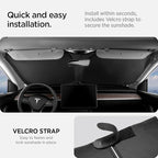 Spigen Front Windshield Sunshade for All Tesla Model Y & 3 | Dual Layered Protection Car Accessories for Model Y Juniper and Model 3 Highland | Gift for Tesla Owner