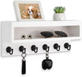 Key and Mail Holder Wall Mount, Key Hanger with Long Storage Box and 6 Hooks for Coat, Dog Leash, Home Decor Rack, House Acce