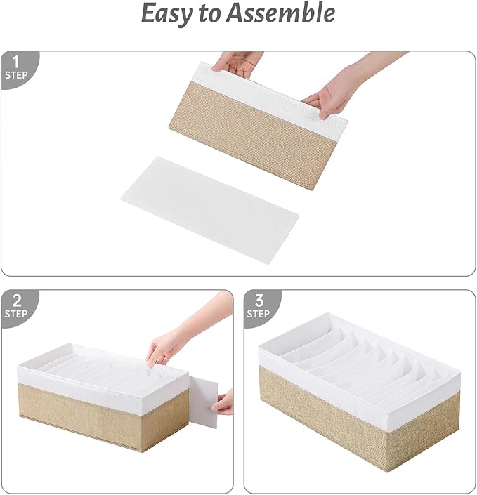 4 Packs T-shirt Drawer Organizers for Clothing,10 Grids Compartment Wardrobe Storage Box, Clothes Organizer for Folded Clothe
