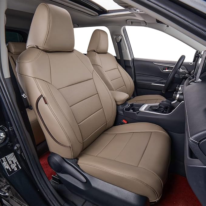 EKR Rav4 Seat Covers Custom Fit for Toyota Rav4(Gasoline) 2019 2020 2021 2022 2023 2024 2025 LE/XLE/XLE Premium/Limited,Leath