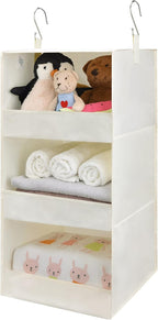 GRANNY SAYS 3-Shelf Hanging Organizer, Foldable Hanging Closet Storage, Hanging Shelves for Wardrobes & RV Closet, Beige, 29 
